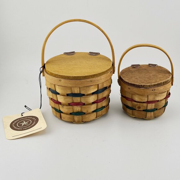 Set of 2 Vintage 1999 The Boyds Collection Baskets Small 3" and 2.25" - Picture 1 of 5